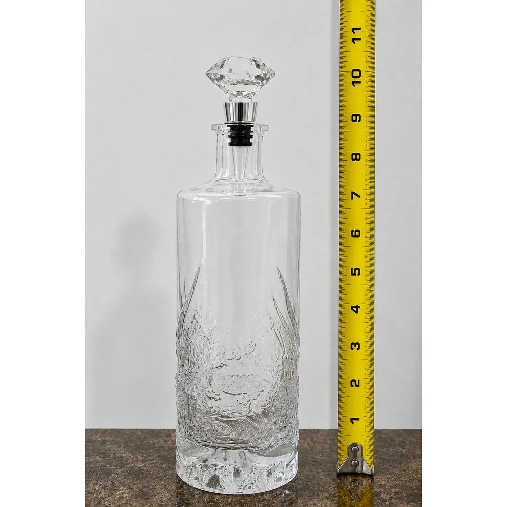 Vintage Stag Deer Wildlife Glass Whiskey Decanter w/ Crystal Acrylic Stopper 11